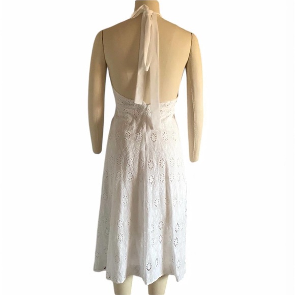 🕊️✨ ZARA White Eyelet Halter Midi Dress ✨🌿 - Picture 3 of 13